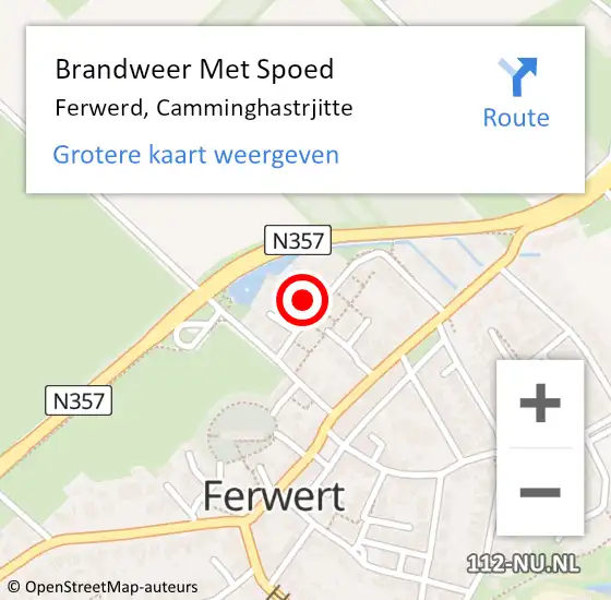 Locatie op kaart van de 112 melding: Brandweer Met Spoed Naar Ferwerd, Camminghastrjitte op 21 november 2024 14:16