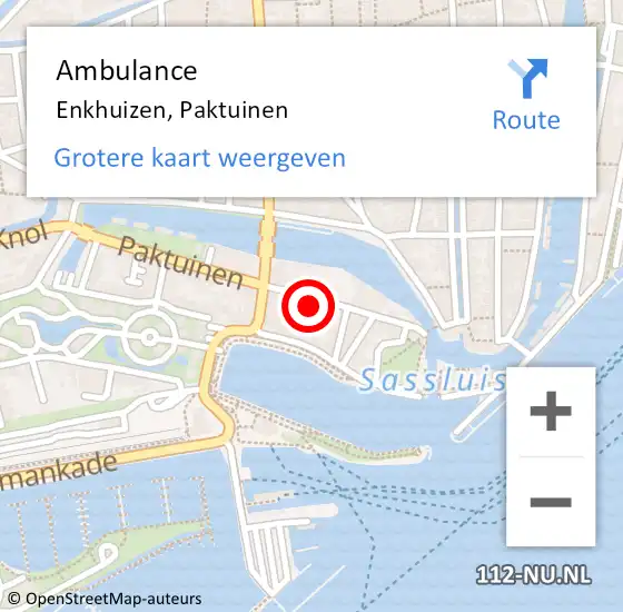 Locatie op kaart van de 112 melding: Ambulance Enkhuizen, Paktuinen op 21 november 2024 14:17