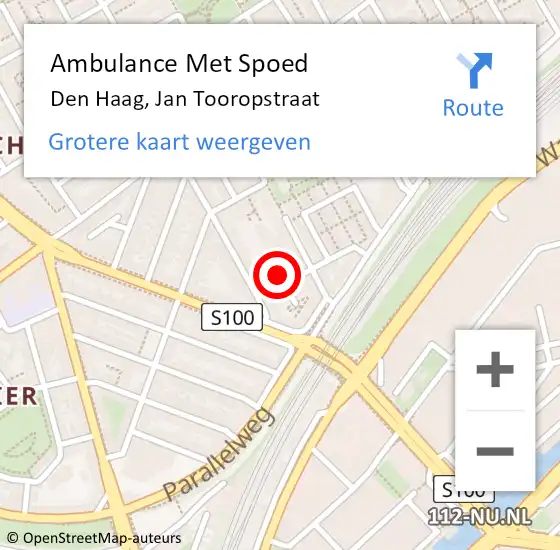 Locatie op kaart van de 112 melding: Ambulance Met Spoed Naar Den Haag, Jan Tooropstraat op 21 november 2024 14:23