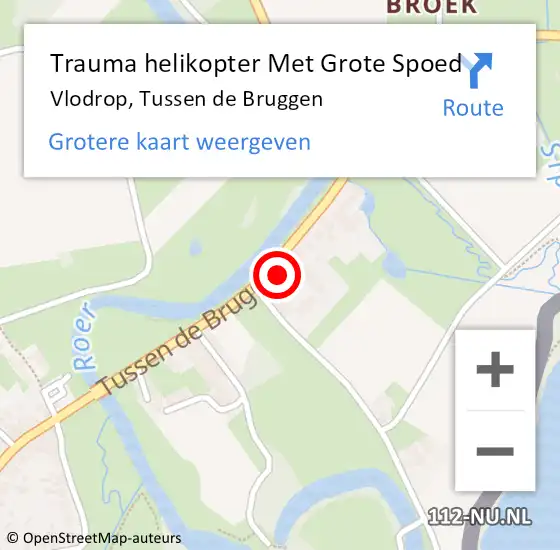 Locatie op kaart van de 112 melding: Trauma helikopter Met Grote Spoed Naar Vlodrop, Tussen de Bruggen op 21 november 2024 14:26