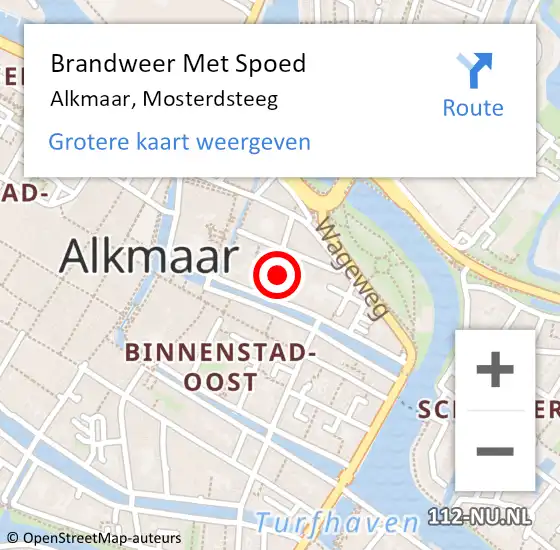 Locatie op kaart van de 112 melding: Brandweer Met Spoed Naar Alkmaar, Mosterdsteeg op 21 november 2024 14:34