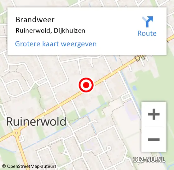 Locatie op kaart van de 112 melding: Brandweer Ruinerwold, Dijkhuizen op 21 november 2024 14:38