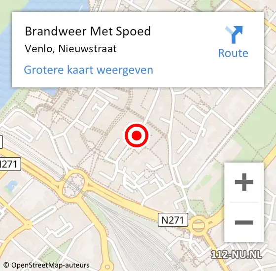 Locatie op kaart van de 112 melding: Brandweer Met Spoed Naar Venlo, Nieuwstraat op 21 november 2024 14:54