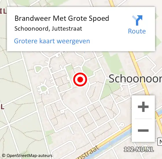 Locatie op kaart van de 112 melding: Brandweer Met Grote Spoed Naar Schoonoord, Juttestraat op 21 november 2024 14:55