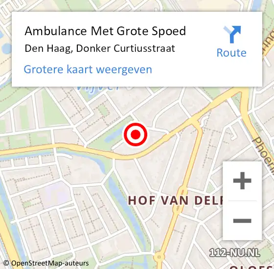 Locatie op kaart van de 112 melding: Ambulance Met Grote Spoed Naar Den Haag, Donker Curtiusstraat op 21 november 2024 14:57