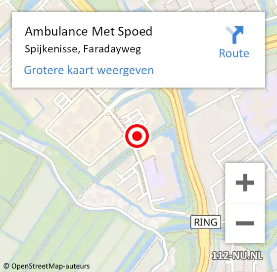 Locatie op kaart van de 112 melding: Ambulance Met Spoed Naar Spijkenisse, Faradayweg op 21 november 2024 14:59