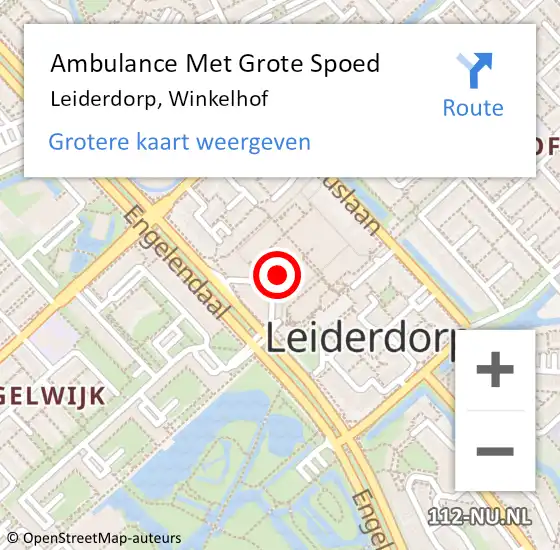 Locatie op kaart van de 112 melding: Ambulance Met Grote Spoed Naar Leiderdorp, Winkelhof op 21 november 2024 15:05