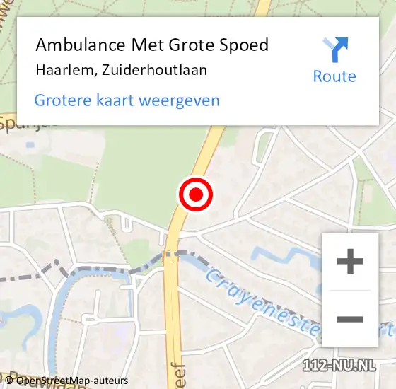 Locatie op kaart van de 112 melding: Ambulance Met Grote Spoed Naar Haarlem, Zuiderhoutlaan op 21 november 2024 15:11