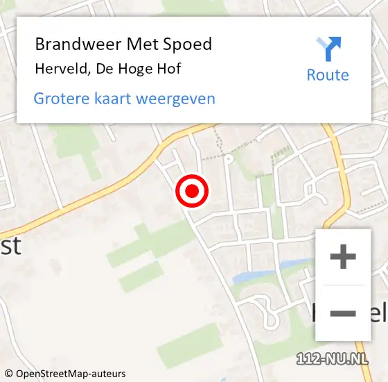 Locatie op kaart van de 112 melding: Brandweer Met Spoed Naar Herveld, De Hoge Hof op 21 november 2024 15:16