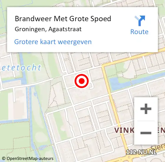 Locatie op kaart van de 112 melding: Brandweer Met Grote Spoed Naar Groningen, Agaatstraat op 21 november 2024 15:19