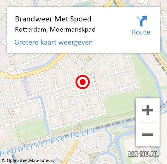 Locatie op kaart van de 112 melding: Brandweer Met Spoed Naar Rotterdam, Moermanskpad op 21 november 2024 15:20