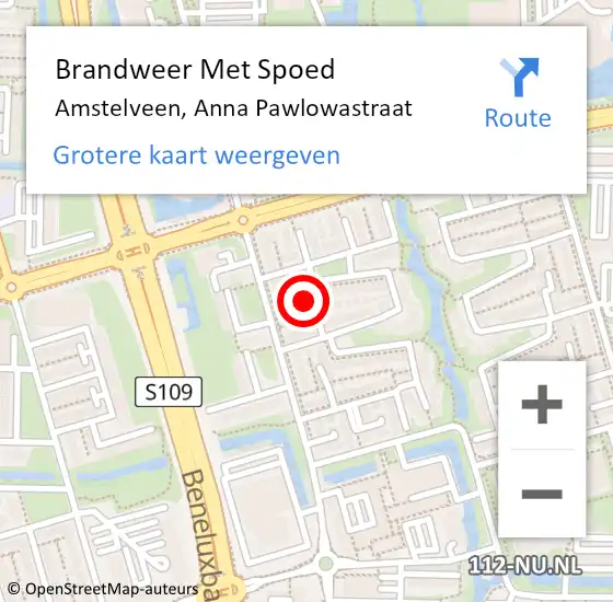 Locatie op kaart van de 112 melding: Brandweer Met Spoed Naar Amstelveen, Anna Pawlowastraat op 21 november 2024 15:41