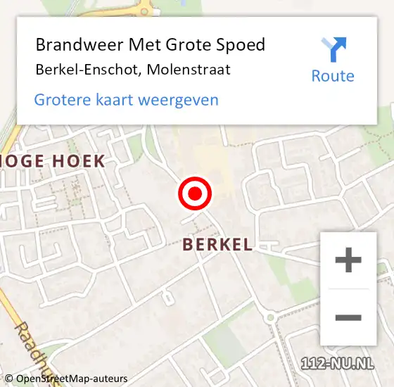 Locatie op kaart van de 112 melding: Brandweer Met Grote Spoed Naar Berkel-Enschot, Molenstraat op 21 november 2024 15:43