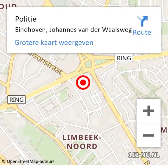 Locatie op kaart van de 112 melding: Politie Eindhoven, Johannes van der Waalsweg op 21 november 2024 15:48