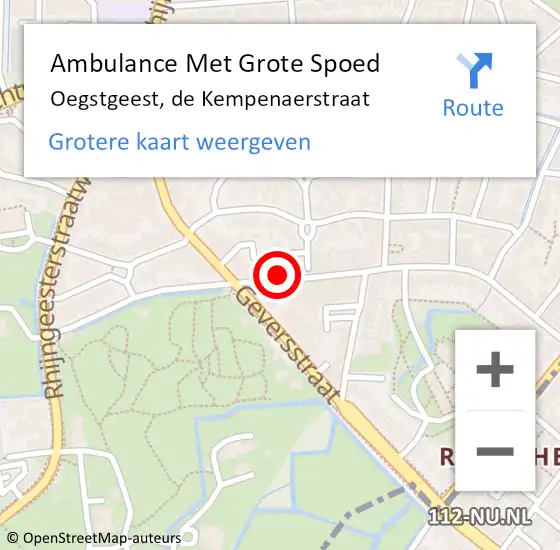 Locatie op kaart van de 112 melding: Ambulance Met Grote Spoed Naar Oegstgeest, de Kempenaerstraat op 21 november 2024 16:32