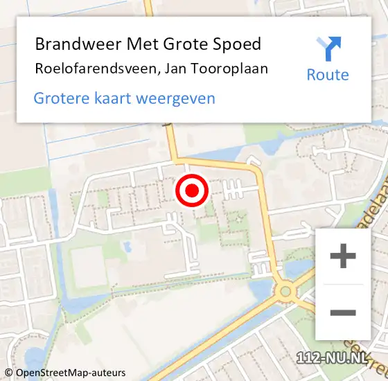 Locatie op kaart van de 112 melding: Brandweer Met Grote Spoed Naar Roelofarendsveen, Jan Tooroplaan op 21 november 2024 16:36