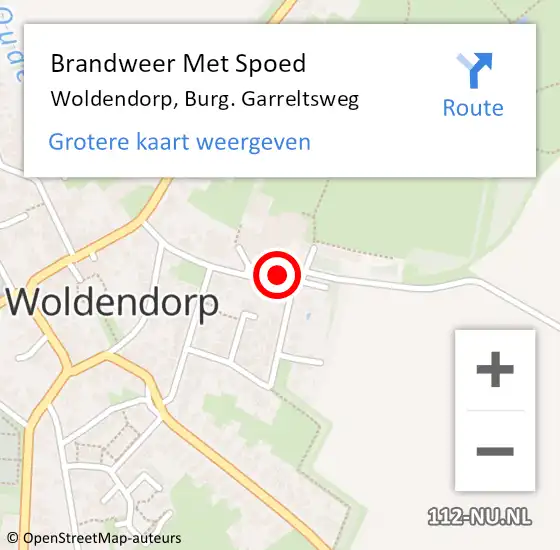 Locatie op kaart van de 112 melding: Brandweer Met Spoed Naar Woldendorp, Burg. Garreltsweg op 21 november 2024 16:38