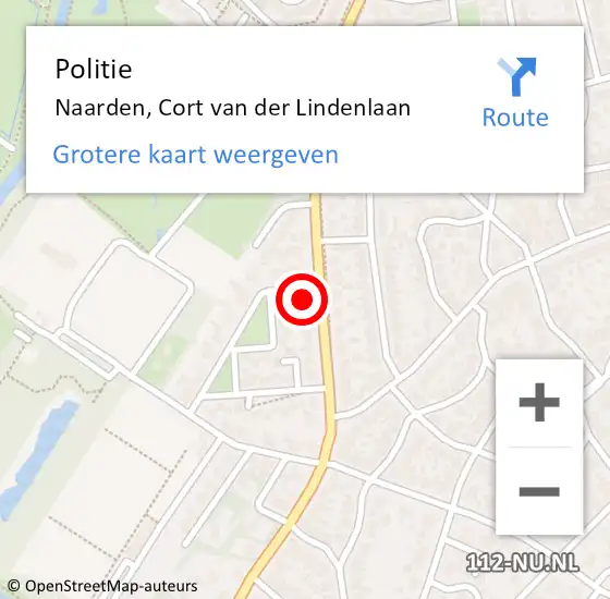 Locatie op kaart van de 112 melding: Politie Naarden, Cort van der Lindenlaan op 21 november 2024 16:39