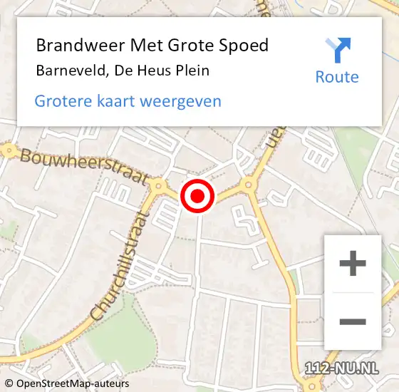 Locatie op kaart van de 112 melding: Brandweer Met Grote Spoed Naar Barneveld, De Heus Plein op 21 november 2024 16:42