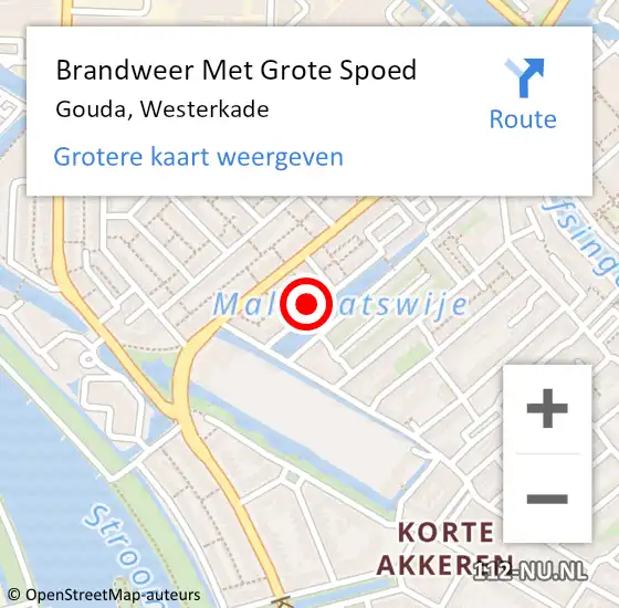 Locatie op kaart van de 112 melding: Brandweer Met Grote Spoed Naar Gouda, Westerkade op 21 november 2024 16:46