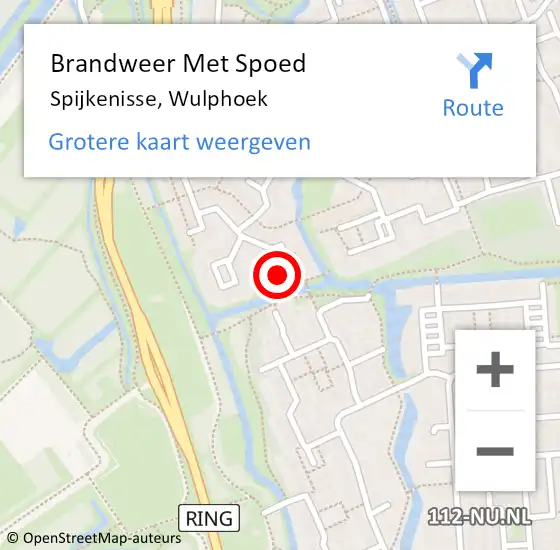 Locatie op kaart van de 112 melding: Brandweer Met Spoed Naar Spijkenisse, Wulphoek op 21 november 2024 16:46