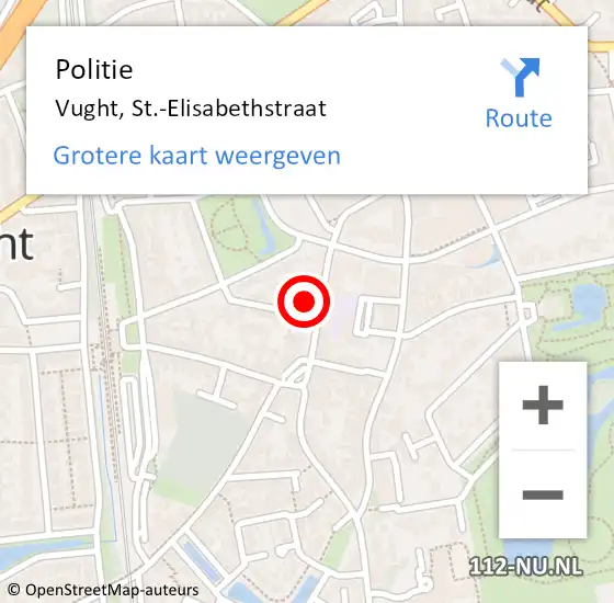 Locatie op kaart van de 112 melding: Politie Vught, St.-Elisabethstraat op 21 november 2024 16:48