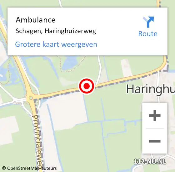 Locatie op kaart van de 112 melding: Ambulance Schagen, Haringhuizerweg op 21 november 2024 16:50