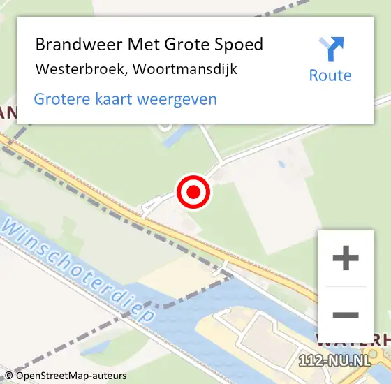 Locatie op kaart van de 112 melding: Brandweer Met Grote Spoed Naar Westerbroek, Woortmansdijk op 21 november 2024 16:53