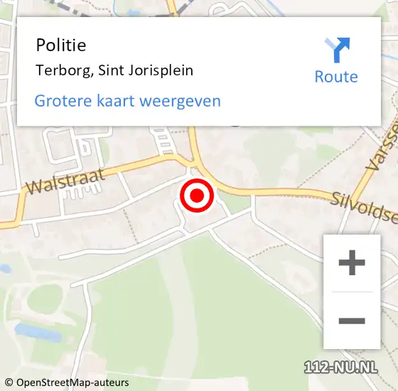 Locatie op kaart van de 112 melding: Politie Terborg, Sint Jorisplein op 21 november 2024 16:55