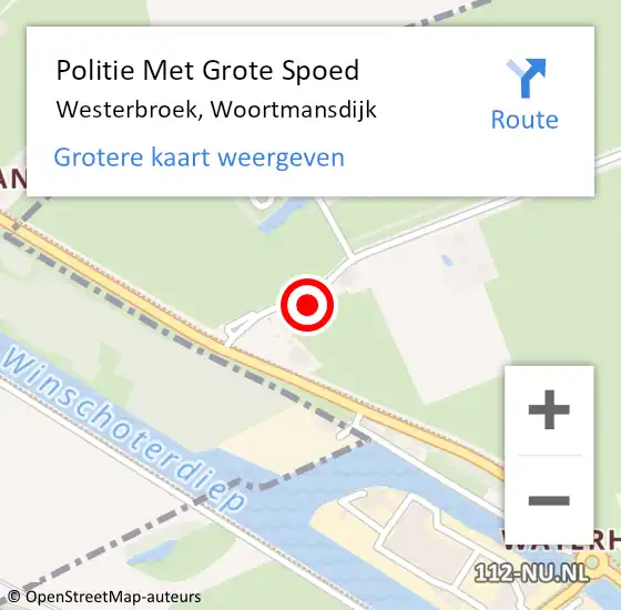 Locatie op kaart van de 112 melding: Politie Met Grote Spoed Naar Westerbroek, Woortmansdijk op 21 november 2024 16:57