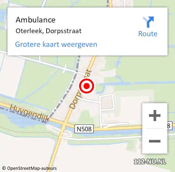 Locatie op kaart van de 112 melding: Ambulance Oterleek, Dorpsstraat op 21 november 2024 16:58