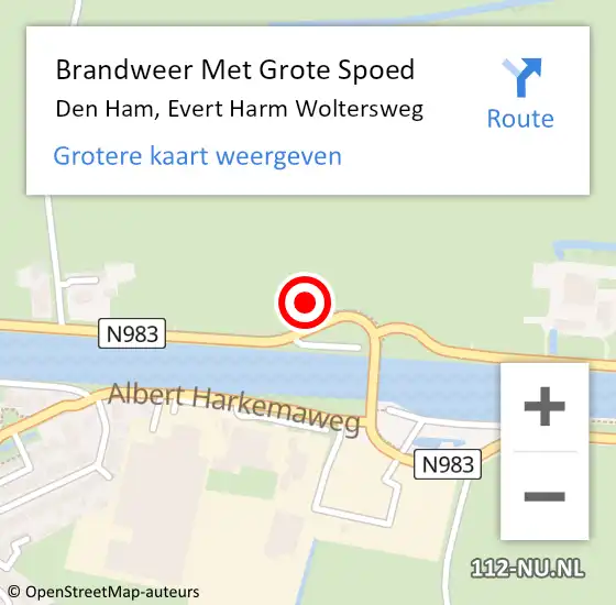 Locatie op kaart van de 112 melding: Brandweer Met Grote Spoed Naar Den Ham, Evert Harm Woltersweg op 21 november 2024 17:07