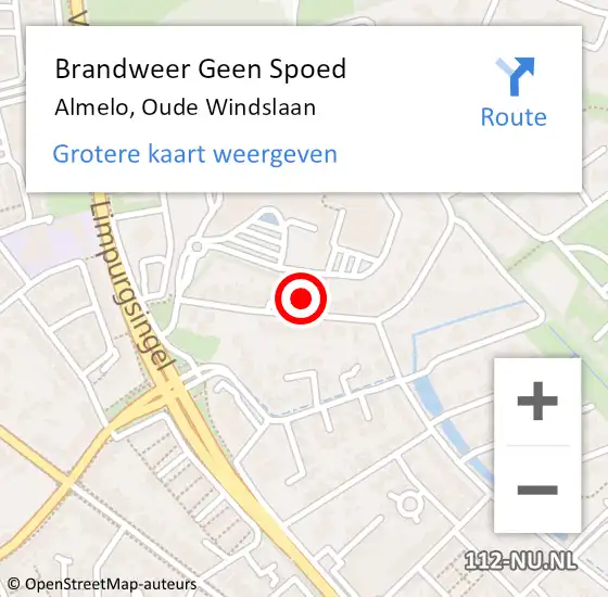 Locatie op kaart van de 112 melding: Brandweer Geen Spoed Naar Almelo, Oude Windslaan op 21 november 2024 17:15