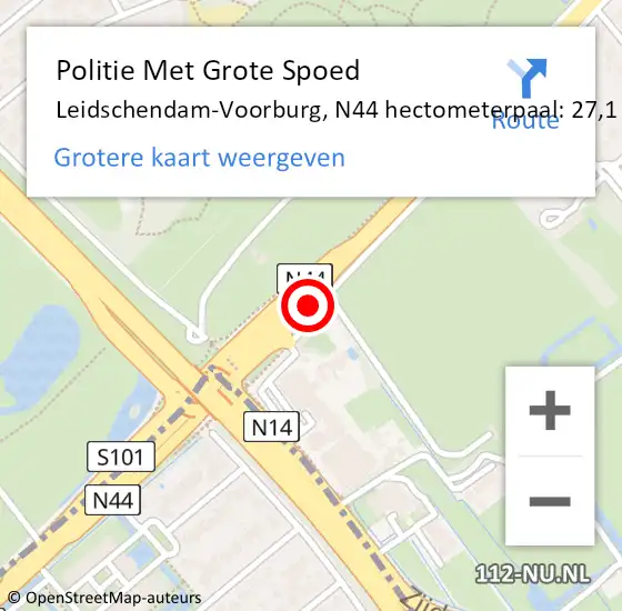 Locatie op kaart van de 112 melding: Politie Met Grote Spoed Naar Leidschendam-Voorburg, N44 hectometerpaal: 27,1 op 21 november 2024 17:16