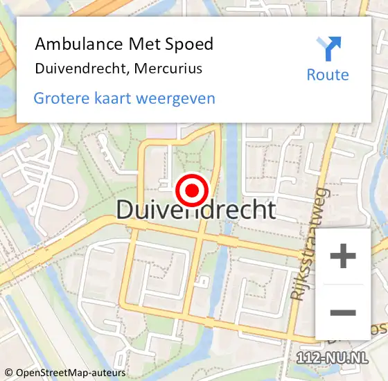 Locatie op kaart van de 112 melding: Ambulance Met Spoed Naar Duivendrecht, Mercurius op 21 november 2024 17:20