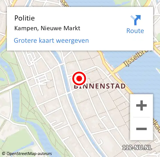 Locatie op kaart van de 112 melding: Politie Kampen, Nieuwe Markt op 21 november 2024 17:21