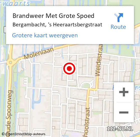 Locatie op kaart van de 112 melding: Brandweer Met Grote Spoed Naar Bergambacht, 's Heeraartsbergstraat op 21 november 2024 17:25