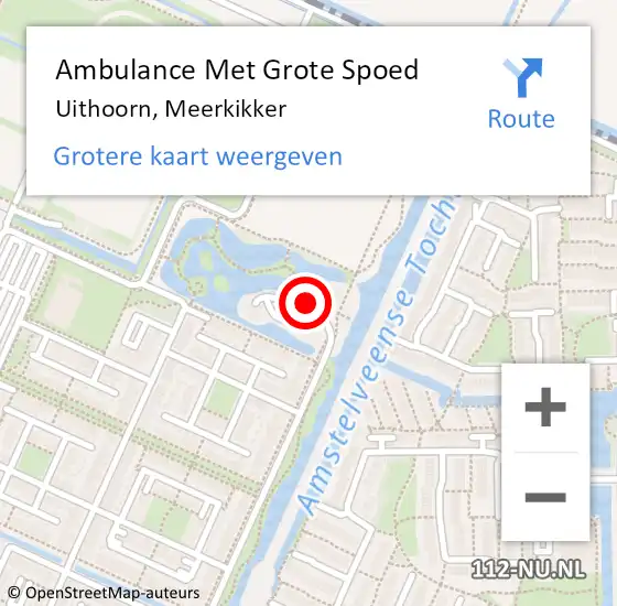 Locatie op kaart van de 112 melding: Ambulance Met Grote Spoed Naar Uithoorn, Meerkikker op 21 november 2024 17:47