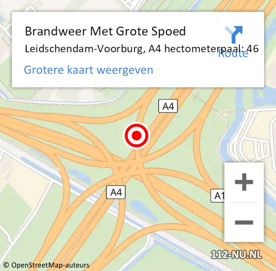 Locatie op kaart van de 112 melding: Brandweer Met Grote Spoed Naar Leidschendam-Voorburg, A4 hectometerpaal: 46 op 21 november 2024 17:48