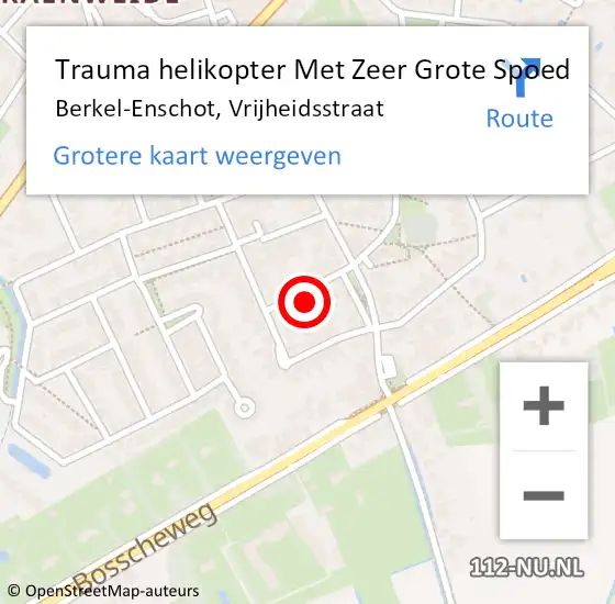 Locatie op kaart van de 112 melding: Trauma helikopter Met Zeer Grote Spoed Naar Berkel-Enschot, Vrijheidsstraat op 21 november 2024 17:50