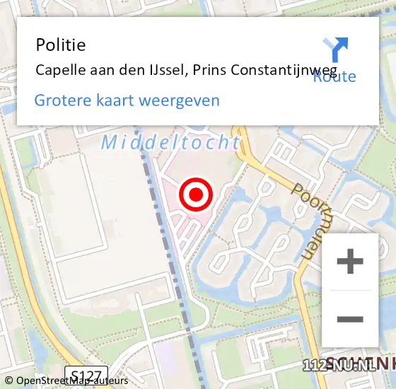 Locatie op kaart van de 112 melding: Politie Capelle aan den IJssel, Prins Constantijnweg op 21 november 2024 17:50