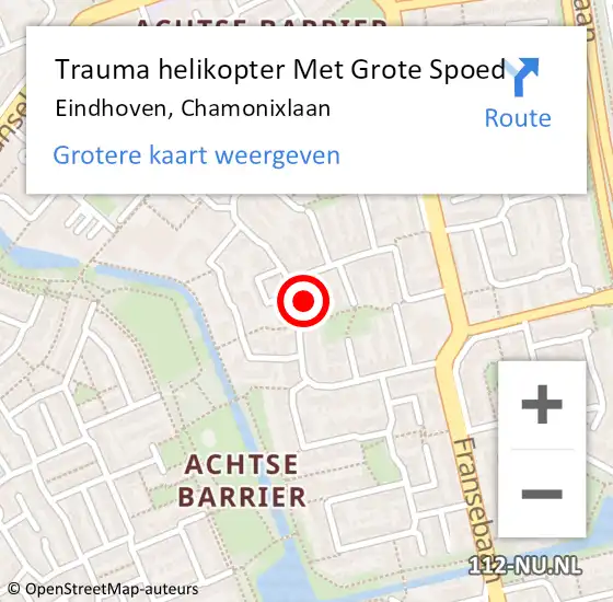 Locatie op kaart van de 112 melding: Trauma helikopter Met Grote Spoed Naar Eindhoven, Chamonixlaan op 21 november 2024 17:52