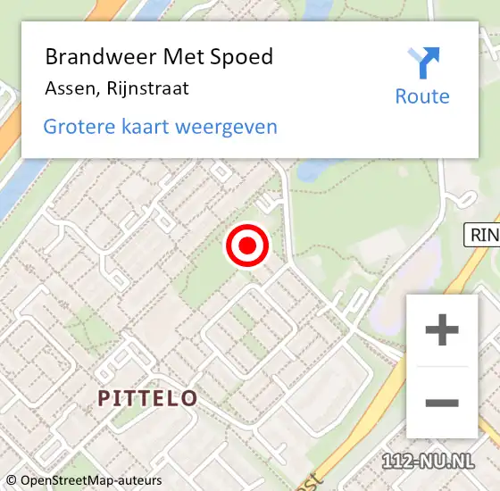 Locatie op kaart van de 112 melding: Brandweer Met Spoed Naar Assen, Rijnstraat op 21 november 2024 18:05