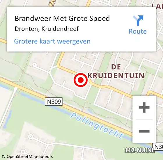 Locatie op kaart van de 112 melding: Brandweer Met Grote Spoed Naar Dronten, Kruidendreef op 21 november 2024 18:17