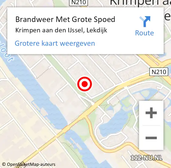 Locatie op kaart van de 112 melding: Brandweer Met Grote Spoed Naar Krimpen aan den IJssel, Lekdijk op 21 november 2024 18:21