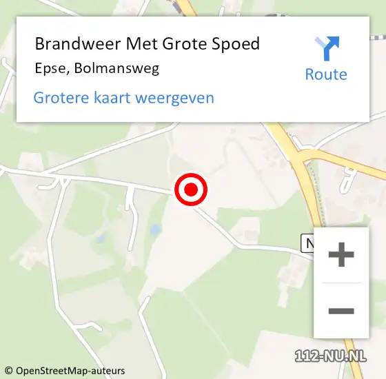 Locatie op kaart van de 112 melding: Brandweer Met Grote Spoed Naar Epse, Bolmansweg op 21 november 2024 18:33