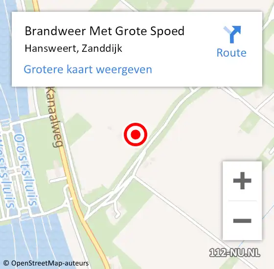 Locatie op kaart van de 112 melding: Brandweer Met Grote Spoed Naar Hansweert, Zanddijk op 18 oktober 2013 23:52