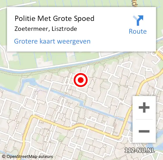 Locatie op kaart van de 112 melding: Politie Met Grote Spoed Naar Zoetermeer, Lisztrode op 21 november 2024 18:52