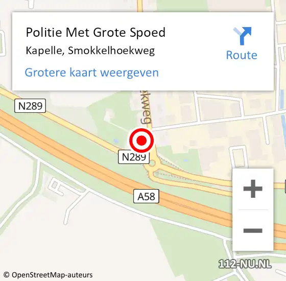 Locatie op kaart van de 112 melding: Politie Met Grote Spoed Naar Kapelle, Smokkelhoekweg op 21 november 2024 18:53