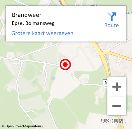 Locatie op kaart van de 112 melding: Brandweer Epse, Bolmansweg op 21 november 2024 19:03